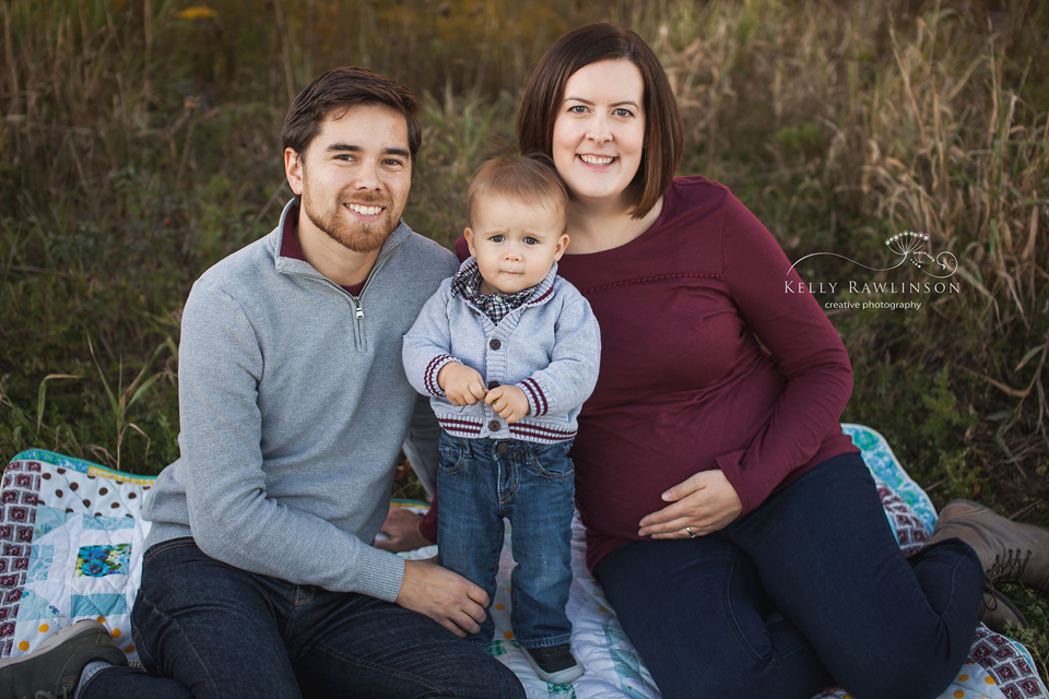 Family photos in field in bradford