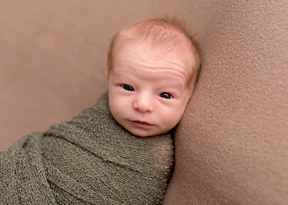 Newborn baby boy portrait by professional newborn photographer serving Orillia Ontario