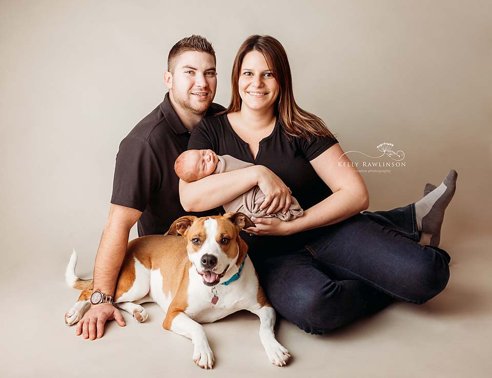 Newborn photo session with dogs